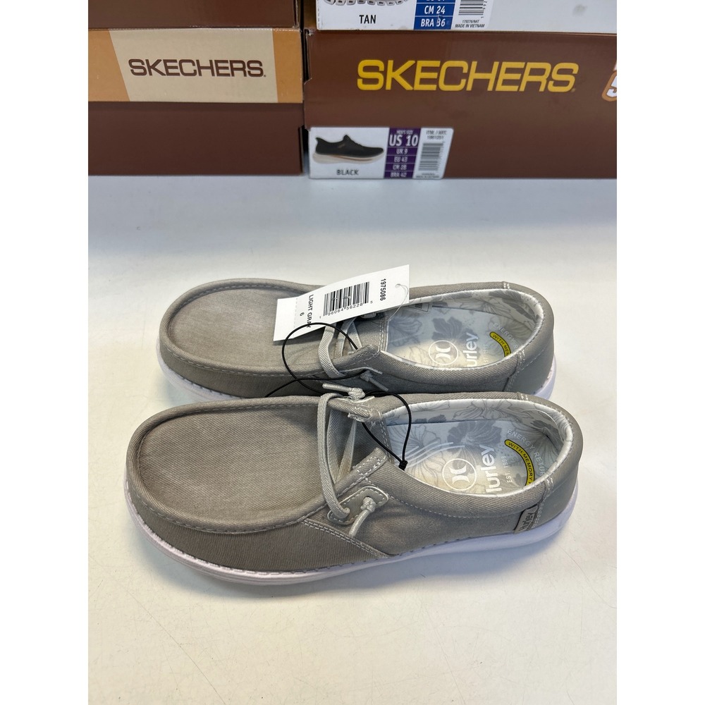 Hurley Canvas Loafers Mens Size 6 Light Gray Memory Foam Slip On Shoes 0780
